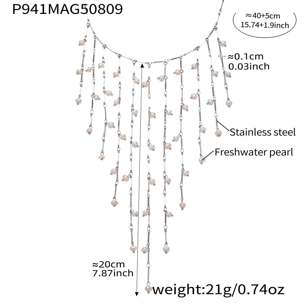 Sweet Fringe Necklace In Stainless Steel 18k Gold Plated Waterproof Non Tarnish Collar Cascade Long Tassels Necklace For Women