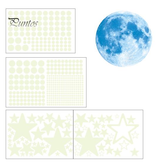 

Светящиеся в темноте наклейки на стену со звездами и луной, простые в установке, реалистичные светящиеся наклейки на стену, создающие романтическую атмосферу синий