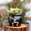 Gothic Succulents Planter, Halloween Skull Cauldron Pot In Resins for Table Decors, Small Flower Container for Shelf and Window Display