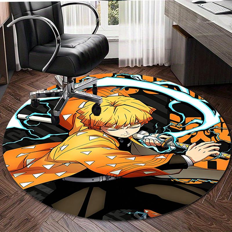 1pc Agatsuma Zenitsu  Print Round Carpet Chair Round Carpet Suitable for Bedroom Living Room Home Decorative Carpet