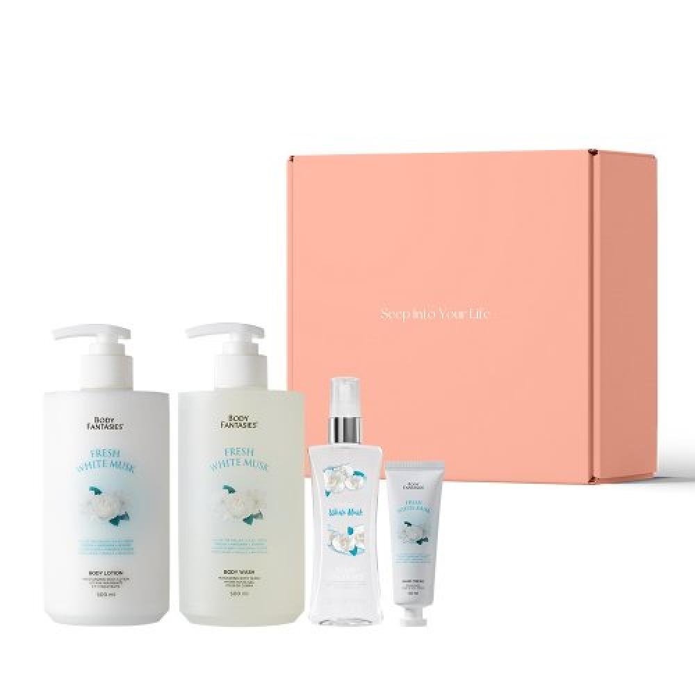 Body Fantasies Gift Set Wash+lotion+hand cream+Body Mist 94ml  Choose Your Fragrance Pure soap/Pink Sweet Pea 94ml