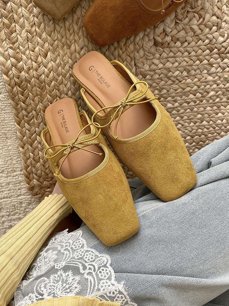 2025 Summer Women Mules Shoes Brand Designer Butterfly-knot Comfort Casual Slip On Light Large Size Shallow Ladies Flat Sandals