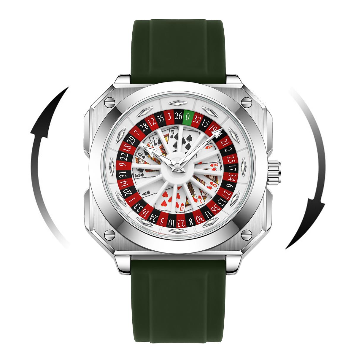 

Мужские часы-рулетка в спортивном стиле с силиконовым ремешком и ночной подсветкой, квадратные наручные часы