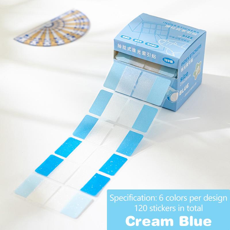 120Sheets Transparent Pearl Pearlescent Sticky Tabs Back Adhesive Writable Sticky Notes Aesthetic Stationery Blank Sticky Note