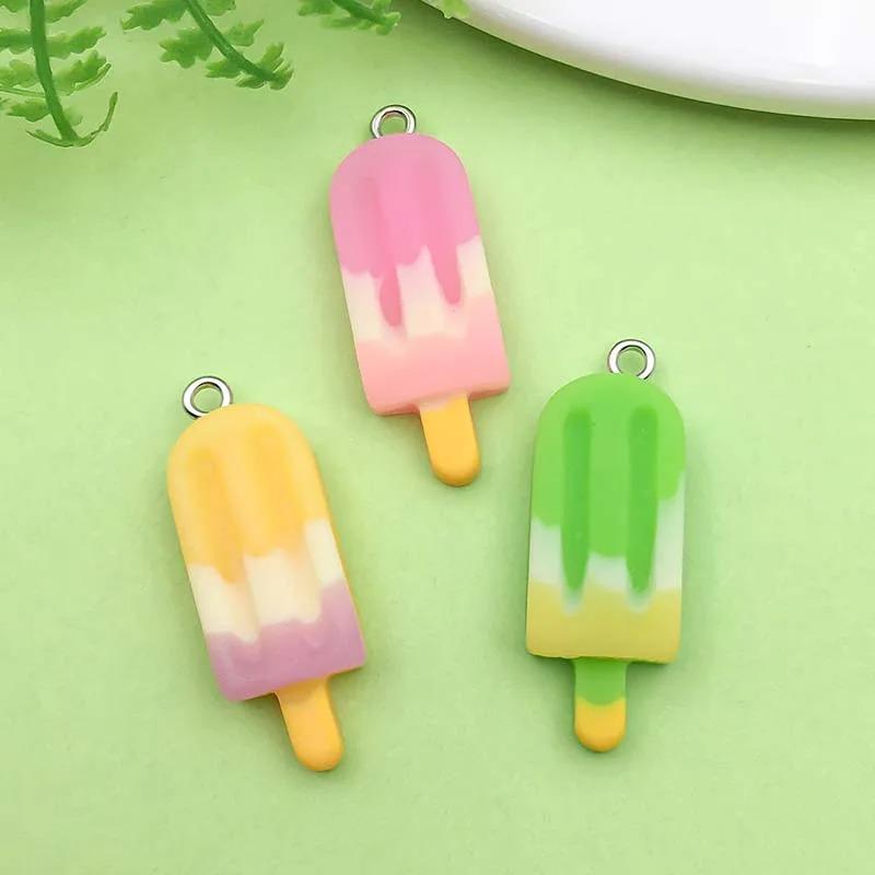 10pcs 11*32mm Colorful Imitation Food Ice Cream Popsicle Charms Resin Pendants for DIY Bracelet Necklace Jewelry Making Accessor