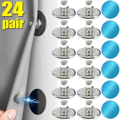 Metal Curtain Magnetic Closure Wall Mounted Magnetic Buckle Shower Curtain Magnet Clips Detachable Window Screen Fixed Fastener