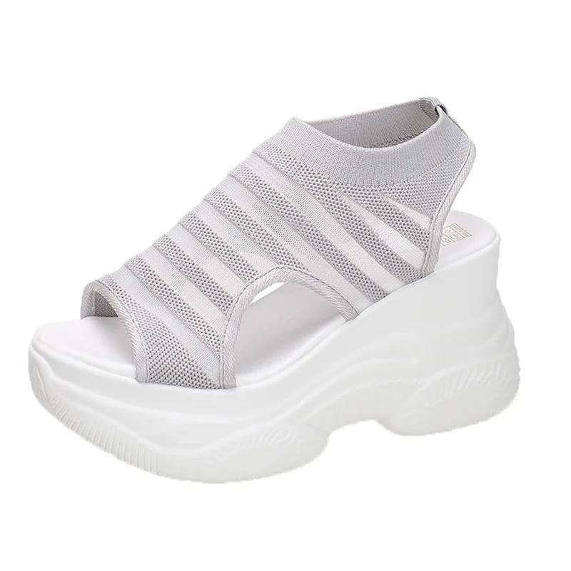 модные женские сандалии Flying Weave Fish Mouth весна-осень 2024 новые женские сандалии — фото 7