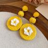 1 pair Ethnic Style Thai Seaside Eardrops Bohemian Style Raffia Grass Earrings  Bride