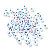 100Pcs 7mm Acrylic Flat Round Beads Colorful Heart Pattern Loose Spacer Beads For DIY Bracelets Earrings Making Supplies