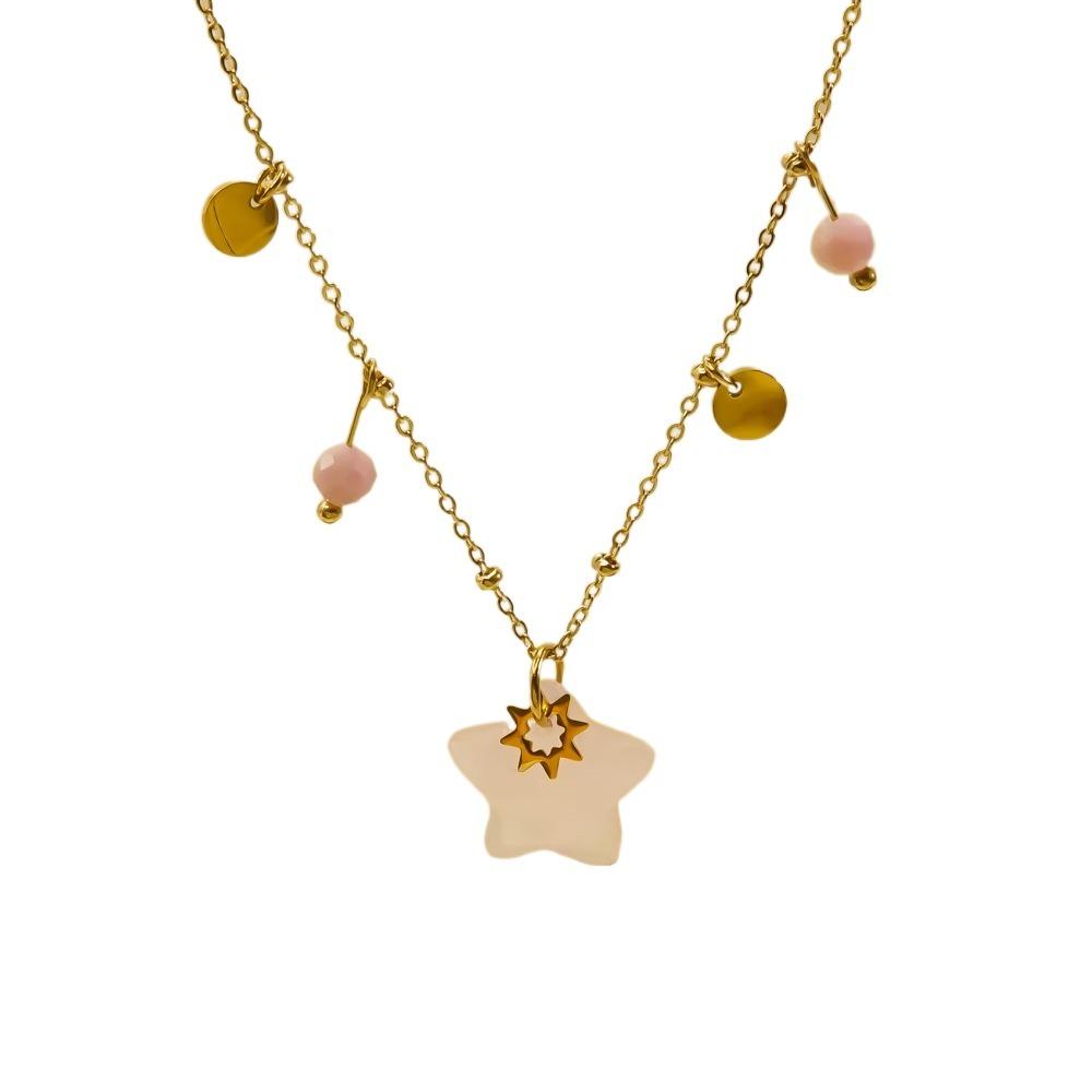 Natural Star Pendant Neck Chain Vintage Women Neck Choker Sweater Chain Star Stone Necklace  Gifts