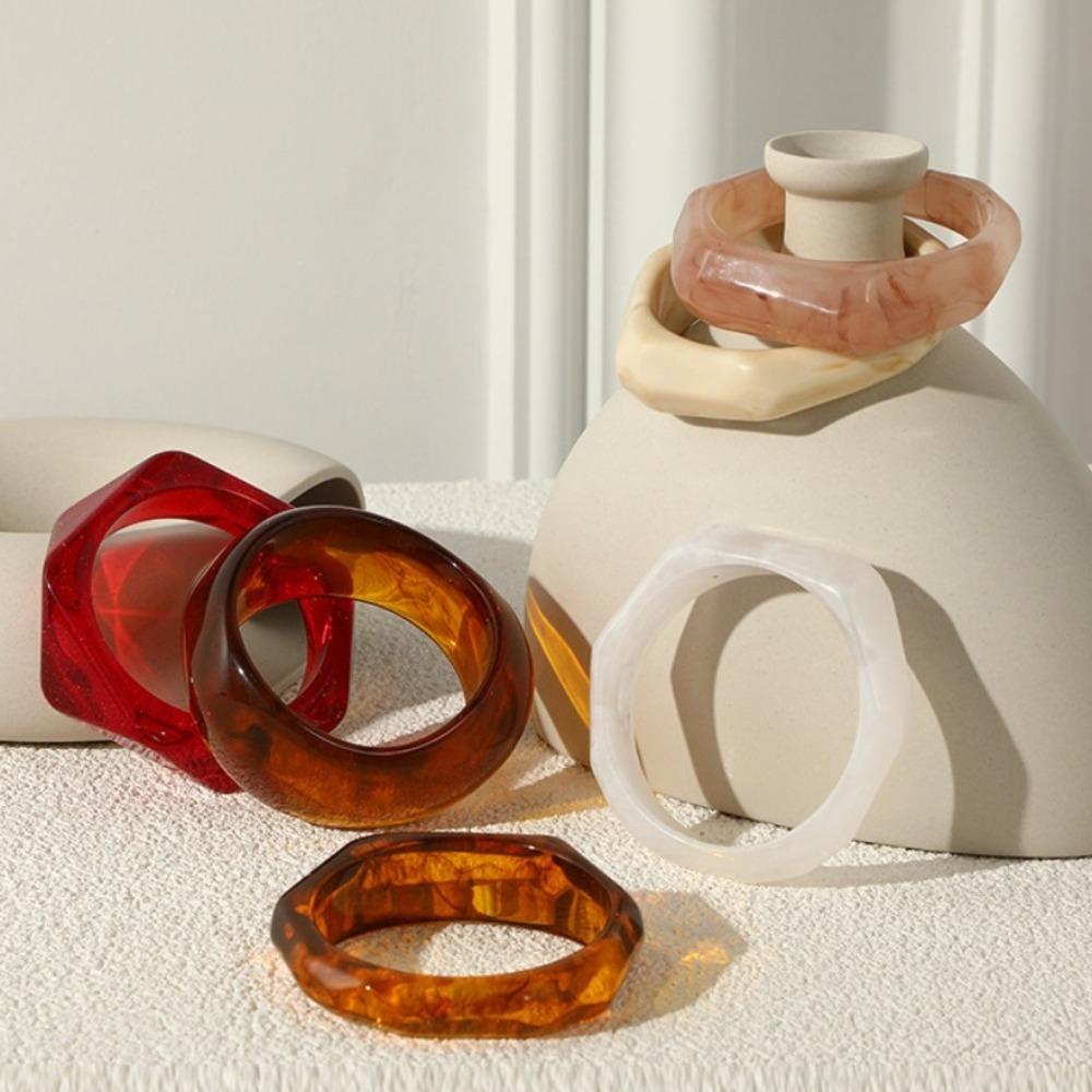 Geometric Resin Bangles Irregular Retro Hand Ring Temperament Chunky Bracelets  Lady