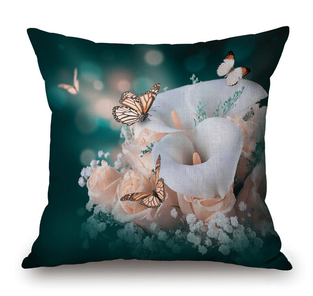 Modern Floral Pillow Cover Abstract Flower Cushion Case Black Red Orange Grey Decor Living Room Sofa Gift