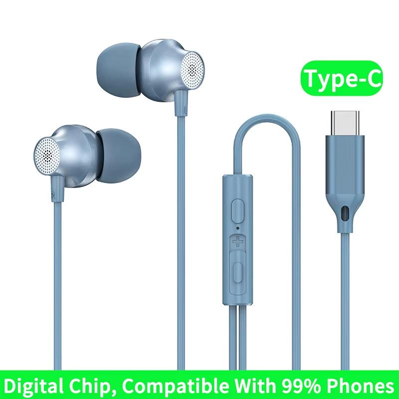 9D HIFI Kovová drátová sluchátka s těžkými basy Digitální Typ-C/3,5mm AUX S mikrofonem Špuntová sluchátka Sportovní Hudební náhlavní souprava Pro iPhone 15/16 Samsung Android