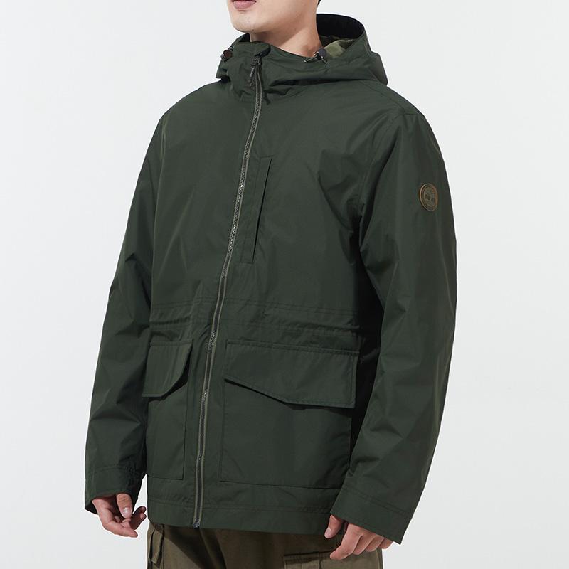 Timberland Windproof Breathable Solid Color Hooded Jacket Men Jackets Green A2EQT-U31