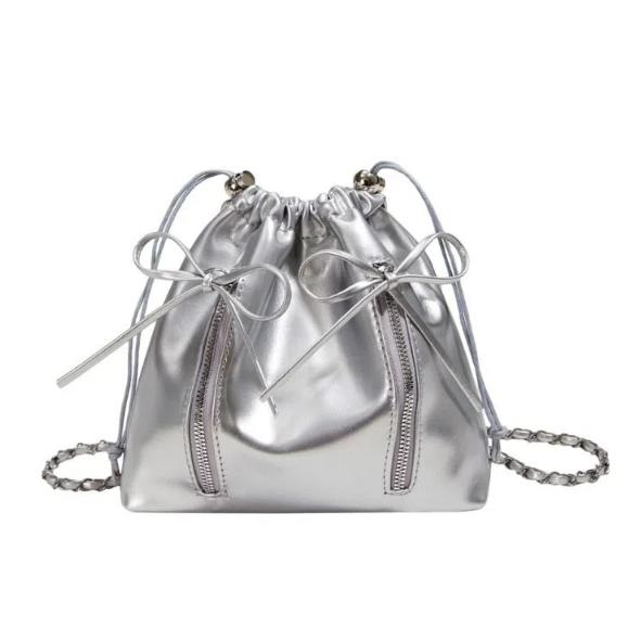 

Small Bow Shoulder Bag Korean Style Bowknot Backpack Fashion Bowknot Drawstring Bag Ladies