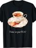 Men's Vintage Spilled Tea T-Shirt - Retro Spill with Time to Partea Text, Casual Round Neck Tee Suitable for Daily Wear, Themed Parties, Machine Washa