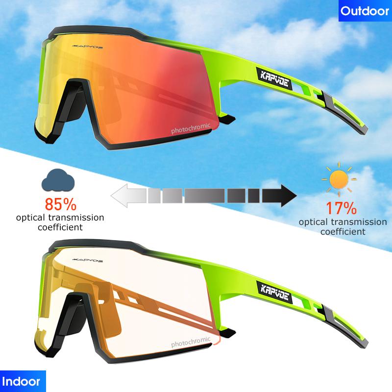 Kapvoe Photochromic Cycling Glasses Outdoor Sports Men Bike Glasses Women Mountain Bicycle Riding Protection Goggles Eyewear