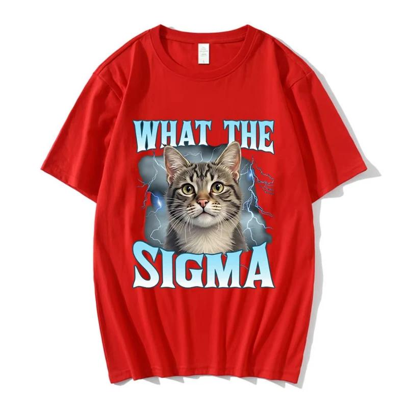 What The Sigma Funny Meme Cat Graphic T-Shirts Men's Women Cotton Casual Oversized Short Sleeve T Shirts Cotton T Shirt