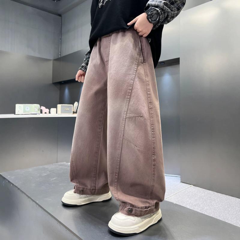 Boys Cotton Casual Tapered Pants Kids Autumn Long Trousers