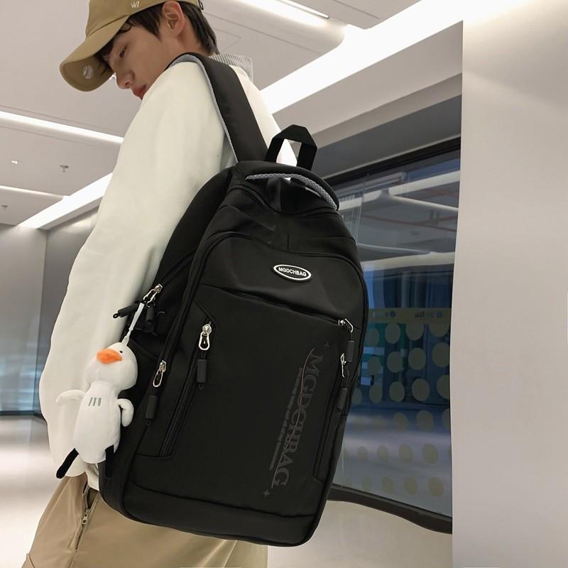 Trendy Minimalist High School Student Backpack With Duck Pendant Unisex Style Water-resistant