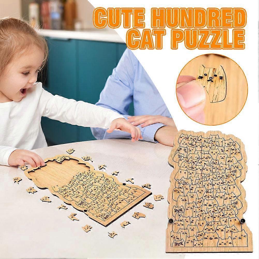 Puzzle Carino Cento Gatti Legno Buon Regalo Famiglia e Amici