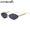 Small Metal Frame Hexagon Rimless Sunglasses Women  Luxury Brand Design Polygon Sun Glasses For Ladies Retro Eyewear Shades