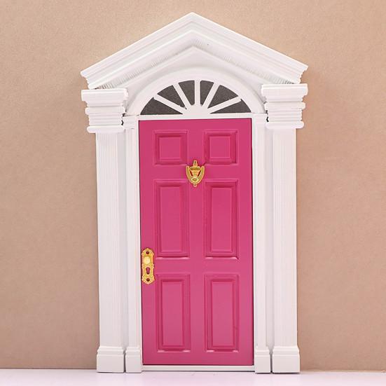 Puppenhaus Tür Niedlich Dekorativ 6 Felder 1/12 Miniatur Holz Feentür Zubehör Szene Requisite