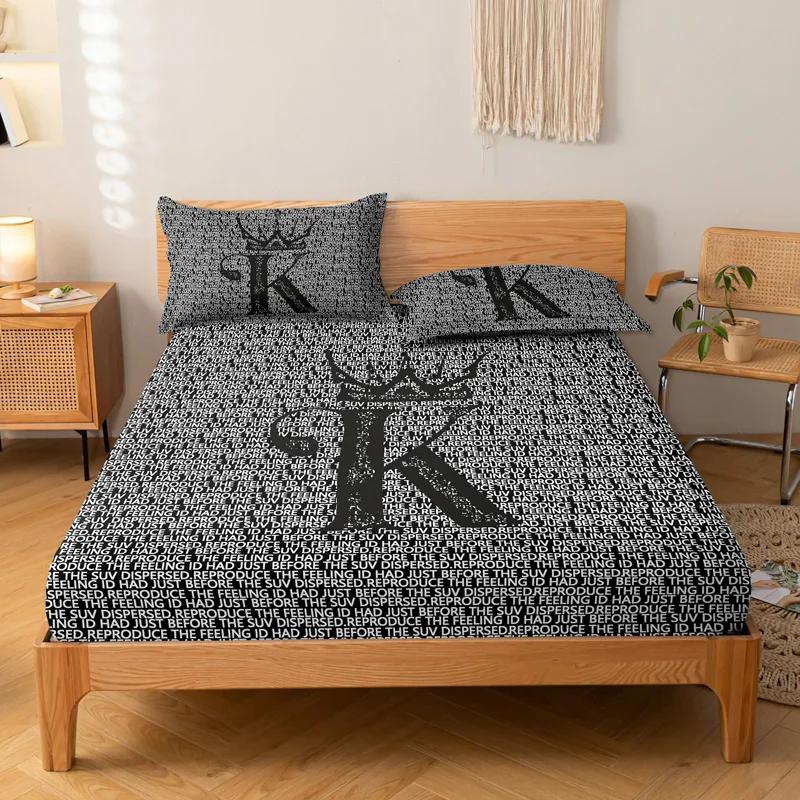 3-piece Simple Modern Skull Animal Pattern Digital Printing Three Piece Fitted Sheet Set, Bedroom Printed Bed Cover Set, Bedding