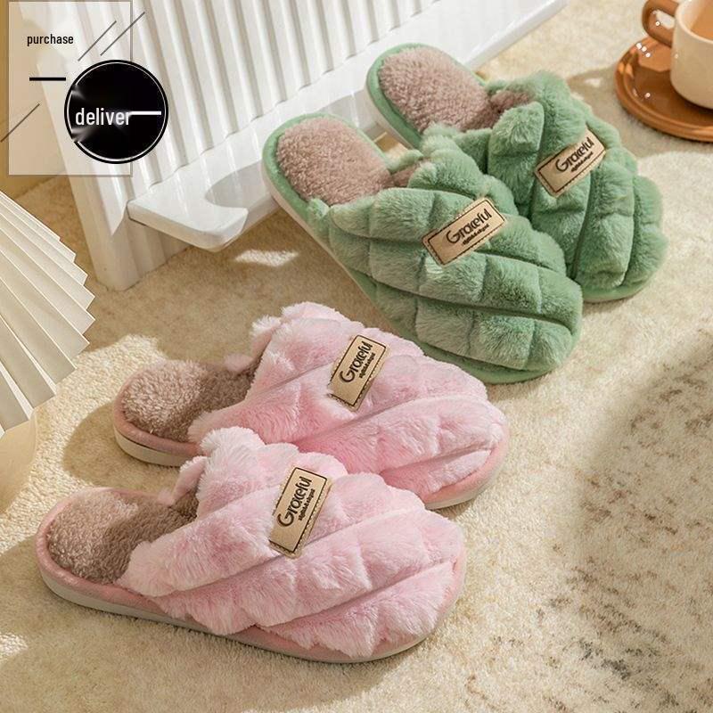 Trendy Cotton Non-Slip Indoor Slippers for Women & Couples, Perfect for Autumn and Winter
