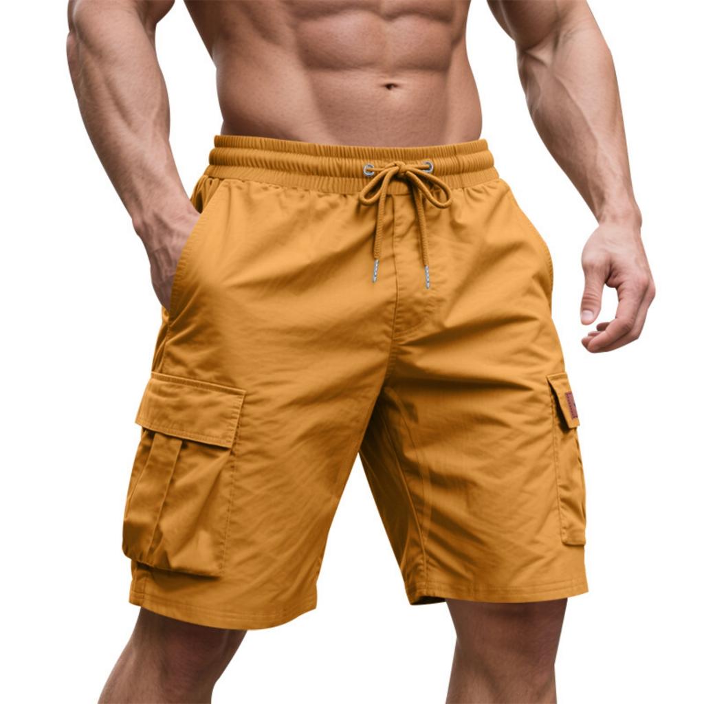 Men Drawstring Loose Fit Casual Straight Leg Cargo Shorts with Multiple Pockets for Daily Commute and Outdoor Activities