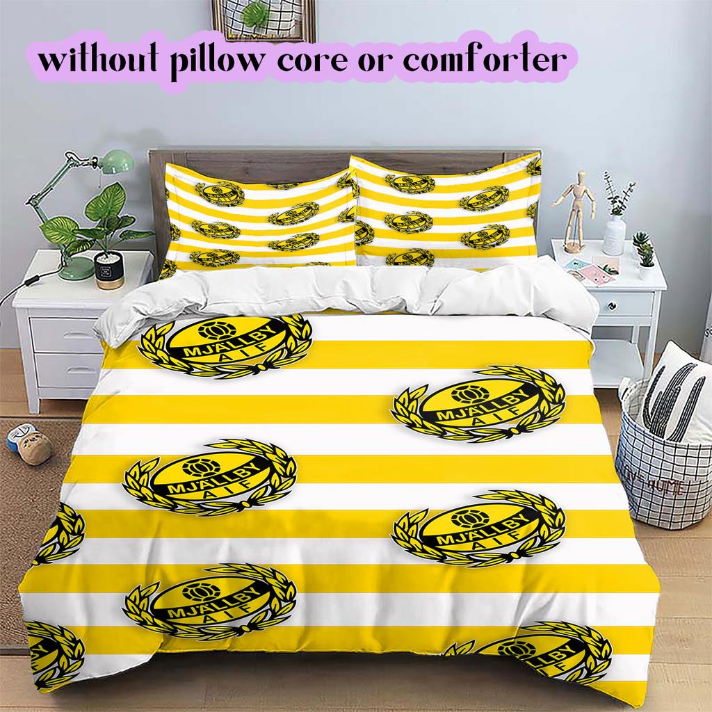 Mjällby AIF football Pattern Bedding,Quilt Set Quilt Cover Pillowcase Home Birthday Gift (1*duvet cover+2*pillowcase,without core)