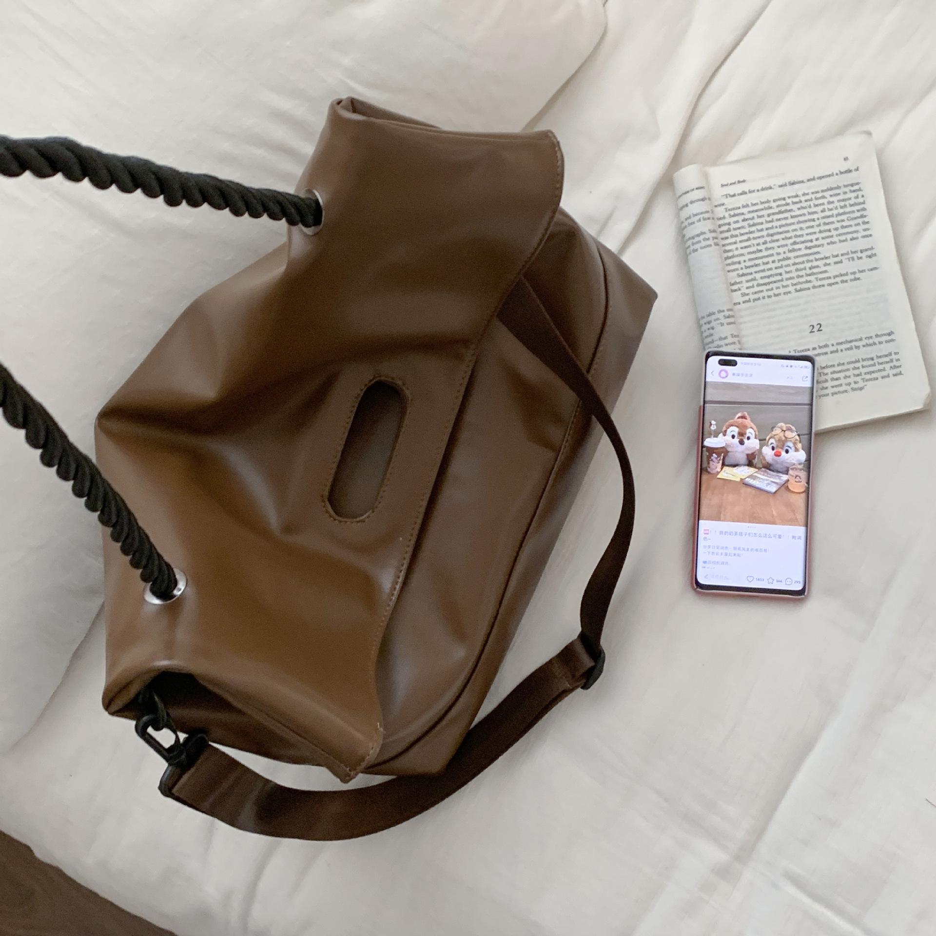 

Осенняя ретро сумка-багет большой вместимости, простая сумка-тоут с мягкой поверхностью, модная сумка кроссбоди для работы