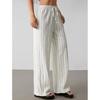 Women's Spring Retro Striped Wide-Leg High-Waisted Slimming Straight-Leg Casual Pants for Work