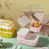 Double-Layer Cute Plastic Bento Box with Cutlery - Divided Compartments for Kids, Students, and Office Use, Microwave Safe