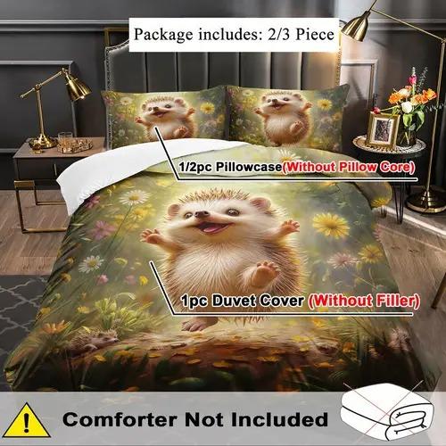 Comforter Hedgehog With Hedgehog Pattern Suitable For Children Boys Girls And Adults Warm Soft And Breathable