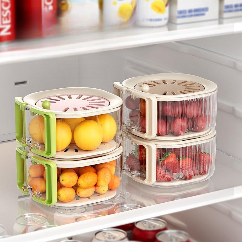 Fruit Basket Filter Water and Keep Fresh Two-in-one Dopamine Cute Household Drain Basket Thickened Dehydration with Cover