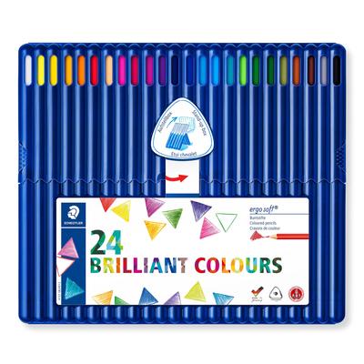 STAEDTLER Ergosoft 157 SB24 Colored 24 Triangular Pencils, Colors, Shaft, Oil-Based