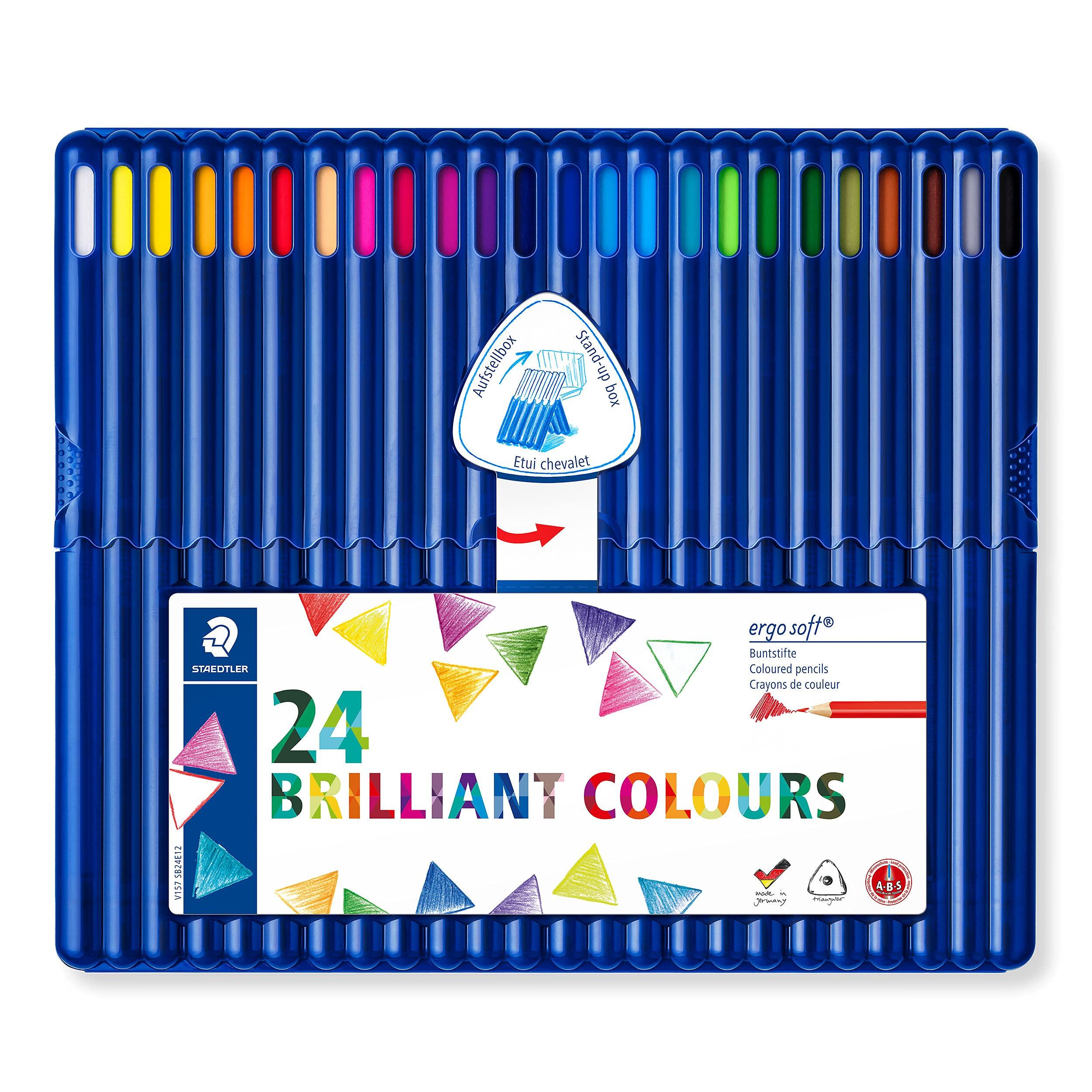 

STAEDTLER Ergosoft 157 SB24 Colored Pencils, 24 Colors, Triangular Shaft, Oil-Based