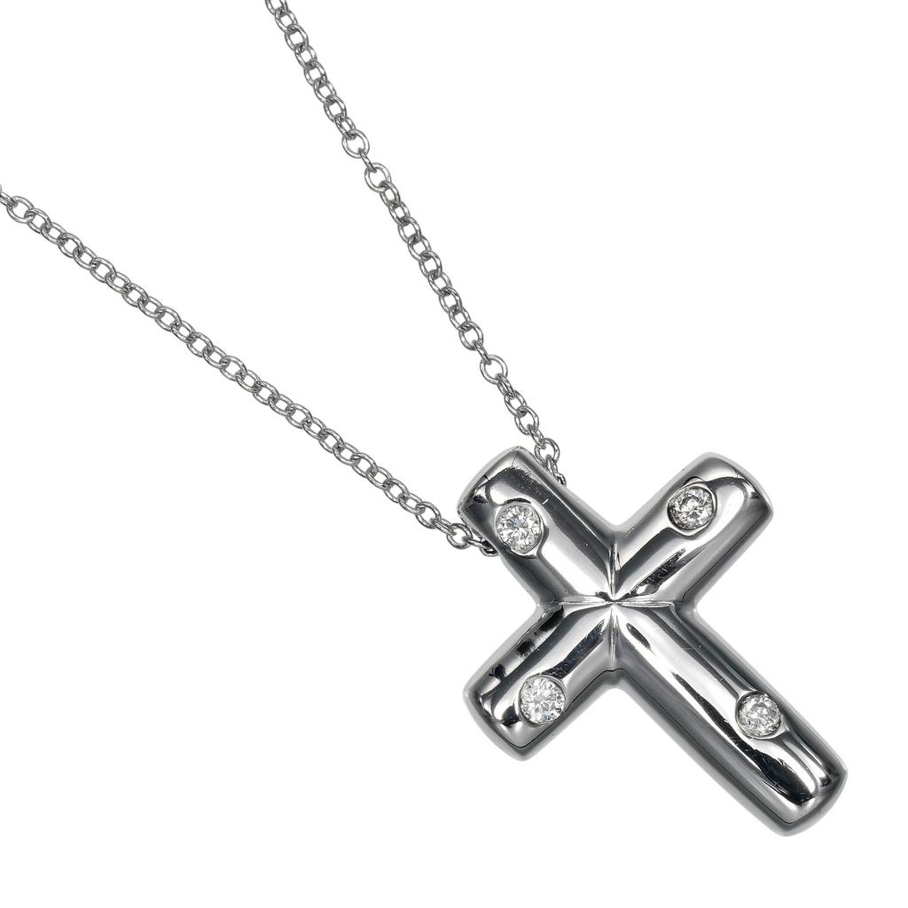 TIFFANY&Co. Dot cross Necklace Pt950Platinum/diamond 7.59g Women Used
