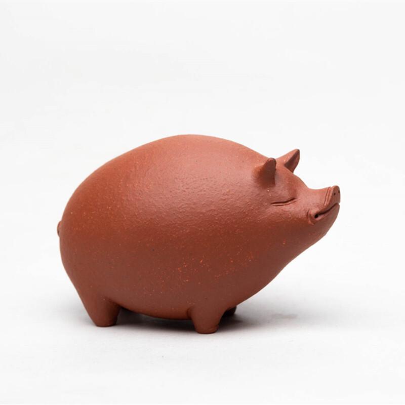 Cute Pig Yixing Purple Clay Zodiac Pig Tea Pet Ancient Tea Games Tea Figurine Play Toys Tea Zisha Statue Ornaments Collection