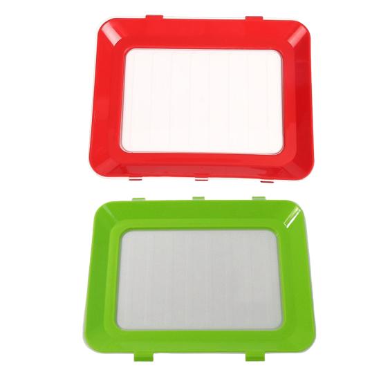 2Pcs Food Tray Stackable Design Food Preservation Tray with Stretch Cover Dishwasher