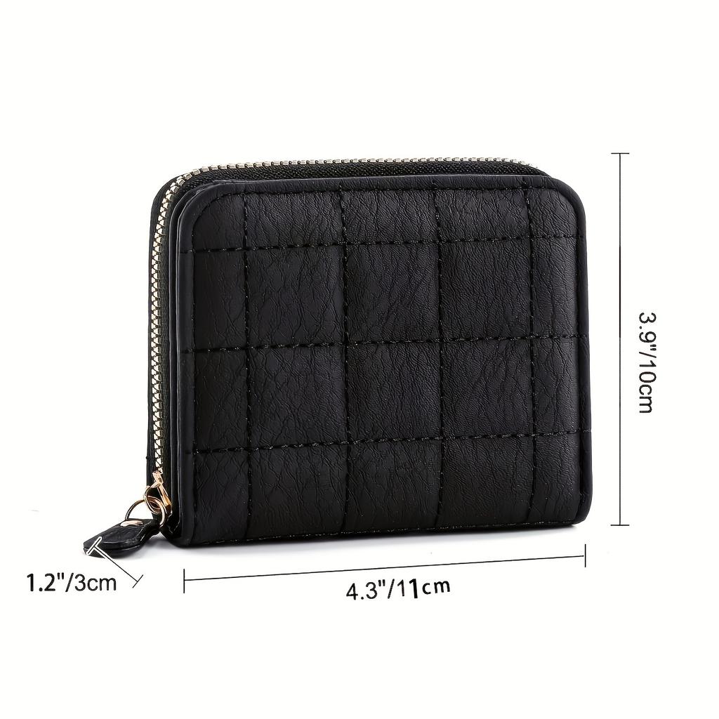 1 szt. Stylowy Czarny Retro Krótki Portfel - Kompaktowy Design z Bezpiecznym Zamkiem Błyskawicznym i Zapięciem na Zatrzask, Sloty na Wiele Kart, Łatwy do Czyszczenia Materiał PVC