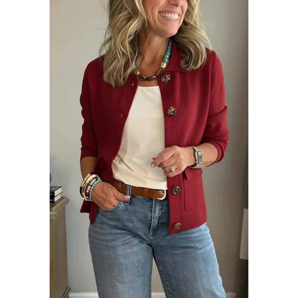 Casaco Curto de Lã Feminino 2025 Lapela Abotoamento Simples Outerwear Versátil para Outono Inverno