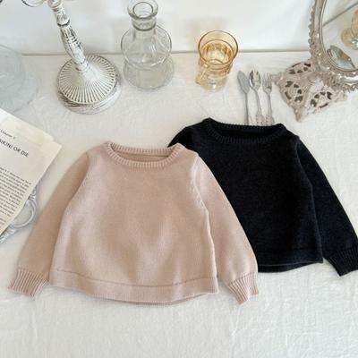 Baby Tops 2022 Autumn Baby Knitted Sweaters Pullover Base Tops Kids Top Beige Sweater