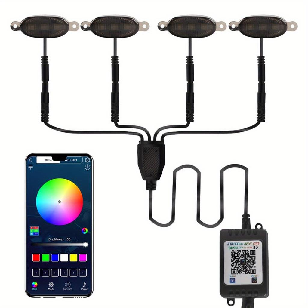 Universal LED Grille Lights with APP Control DIY RGB Decorative Light Kit for Tacoma TRD 2016- DRL Car Pickup Truck SUV 12V