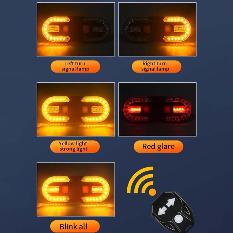 1/2PCS Bike Turn Signal Rear Light USB Rechargeable Wireless Remote Control LED Bicycle Taillight MTB Night Riding Warning Lamp