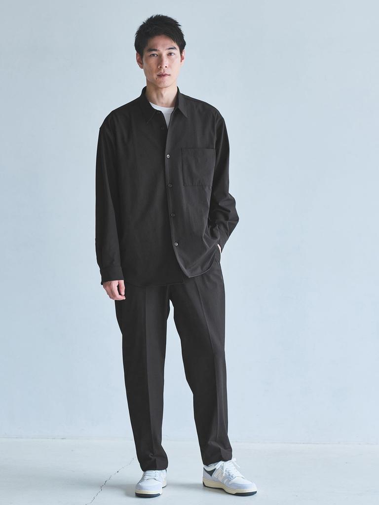 United Arrows Green Label Relaxing FREELITCH Box Regular Collar Shirt - Stretch - 32111083355 0970 BLACK(09) L