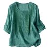 Summer Elegant Embroidery Loose Women Blouse Large Size Casual T-shirt Loose Simple Office Solid Color Fashion Elegant O Neck Sweet Shirts Clothing