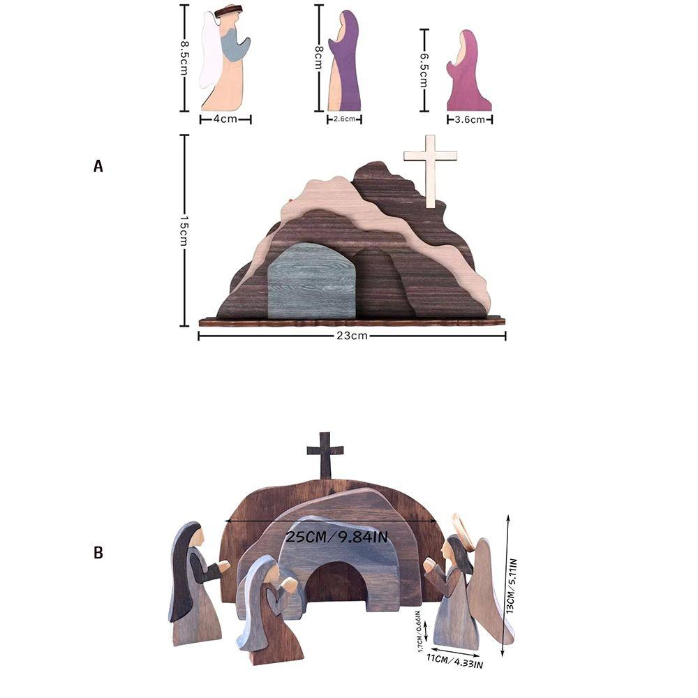 Wooden Empty Tomb Easter Scene Decoration Jesus Nativity Scene Decor  for Desktop Decoration