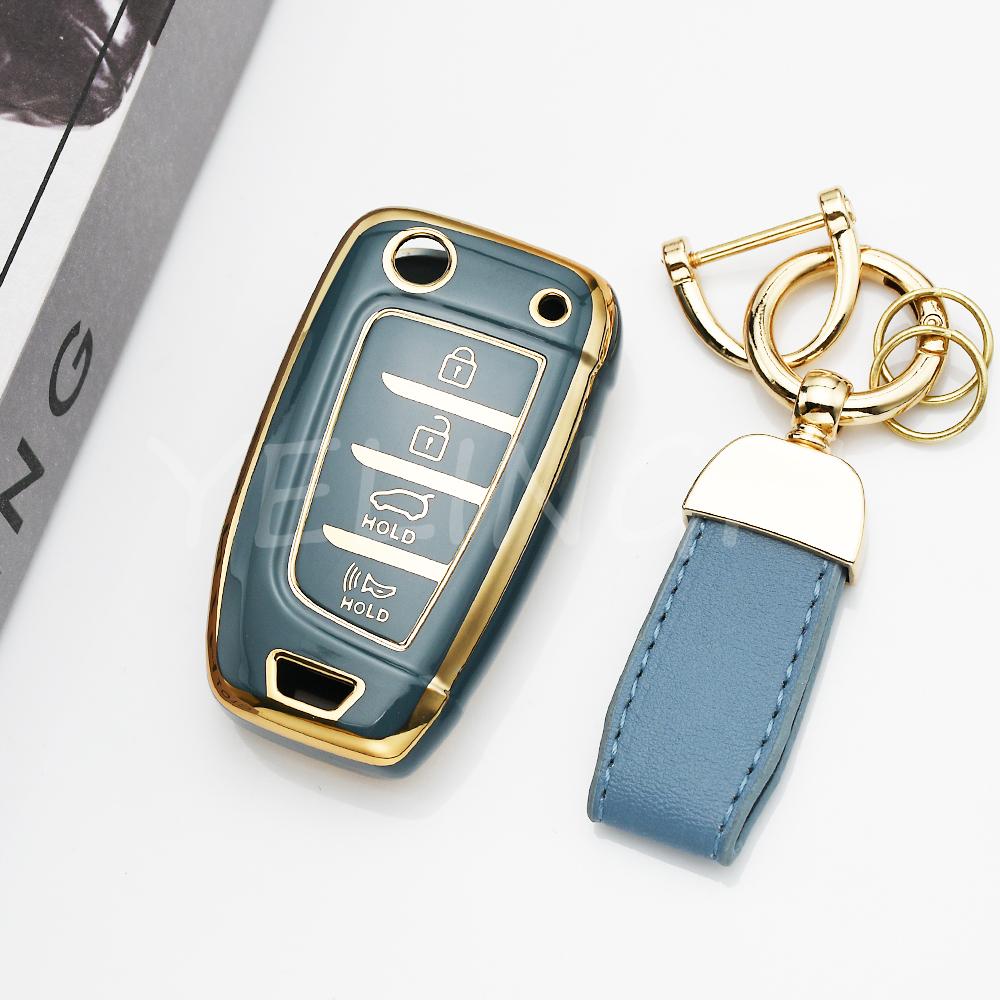 Shell Fob Car Flip Key Case Cover Holder For Hyundai Elantra Solaris Tucson I30 I35 I40 Kona Genesis Santa Fe Azera Accessories